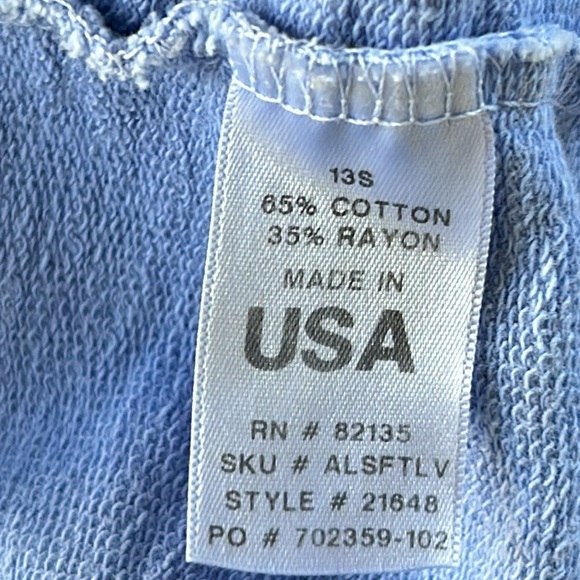 Fresh Produce Periwinkle Blue Sunset Sweatshirt w Raw/Unfinished Hems - Picture 12 of 13